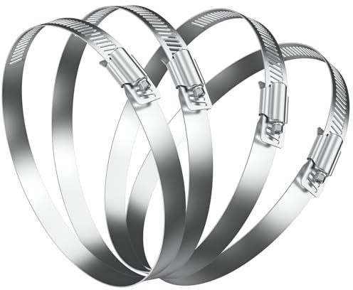 Hon&Guan 4 Stück Schlauchschelle Edelstahl Verstellbare Spannbereich 141–165mm, Bandbreite 12mm (ø150mm),Schlauchklemme Schlauchbinder Schlauch Clips Haus Hose Clamp für fixieren Abluftschlauch,Rohr
