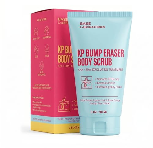 BASE LABORATORIES Körperpeeling gegen eingewachsene Haare & KP mit AHA & BHA | Keratosis-Pilaris-Peeling, Rasurpickel, Behandlung eingewachsener Haare, Zuckerpeeling, glatte Haut