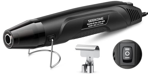 SEEKONE 350W Mini Heat Gun, 260℃/450℃ Dual Temp Fast Heat Hot Air Gun with Overload Protection, Reflector Nozzle and Double Insulated 1.5m Cable for Heat Shrink Tubing, Crafts, Embossing (B)