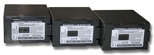 3 x vhbw Battery Set 5400mAh for Camcorder, Camera Panasonic NV-GS5 NV-GS7 NV-GS8 NV-GS11 NV-GS15 NV-EX1 NV-EX21 NV-EX3 NV-DX3 AG-HVX201