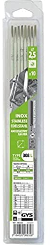 Gys - Électrodes inox 308L Ø 2,5 - brochable - ETUIT DE 10 - Consommable Soudure Arc MMA - Toutes positions - (+) - A l'électrode - Amorçage dès 40 V