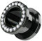 Piercingfaktor Flesh Tunnel Schraub Plug Ohr Piercing Edelstahl Titan mit Schraubverschluss Zirkonia Kristallen Steinen 8 mm Schwarz