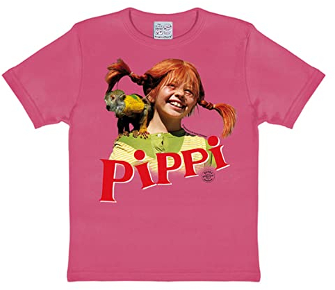 Logoshirt® Pippi Langstrumpf & Herr Nilsson I T-Shirt Print I Kinder I Mädchen I Jungen I kurzärmlig I pink I Lizenziertes Originaldesign; Größe 158/164