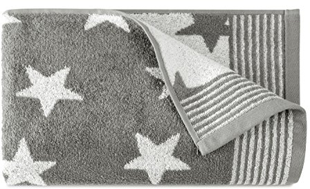 Dyckhoff Frottierserie aus dem Hause Handtuch oder Duschtuch - Elegantes Streifendesign kombiniert mit Sternen - geprüfte Qualität, Duschtuch [70 x 140 cm], grau