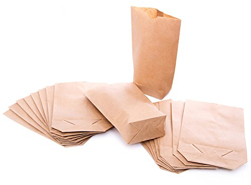 Braune Kreuzbodenbeutel, 100 Stück: Papiertüten Klein, Bodenbeutel Papier, Papiertüte Kraftpapier, Geschenktüte für Lebensmittel & Mitgebsel, Verpackung zum Befüllen, Papierbeutel, 14 x 22 x 5,6 cm
