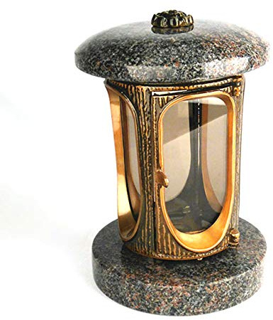 designgrab Tombe Lampe en aluminium messingfarbenem aspect ancien en aluminium et Granit Paradiso