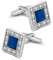 Manschettenknöpfe Herren, Cufflinks Blau Hochzeit Quadrat Kristall Hochzeitsmannschettenknöpfe Geschenk