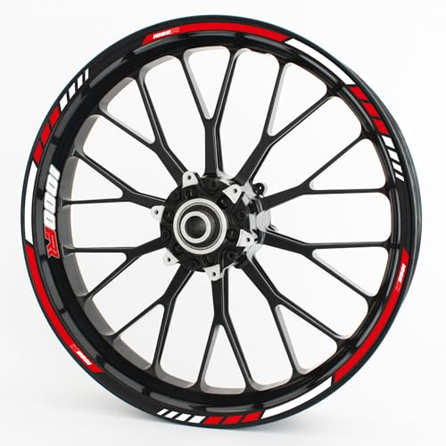 Felgenrandaufkleber im RS Design - Vorgekrümmt für 20 bis 24 - Felgenaufkleber - Für Motorrad, Auto & mehr - Farbe: 1000RR Rot Weiss