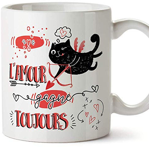 MUGFFINS Mug/Tasse Saint Valentin (Je t'aime) - L'amour gagne toujours - Idées Cadeaux Romantique pour Amoureux/Petits Amis/Copains