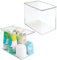 mDesign 2er-Set Küchen Organizer – stapelbare Vorratsdosen für Küchenregal und Vorratskammer – hohe Kühlschrankbox aus BPA-freiem Kunststoff mit Klappdeckel – durchsichtig