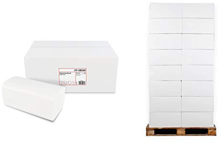 Hypafol Papierhandtücher für Spender | weiß | 2-lagig, 24x21 cm | 128000 Blatt, 512 x 250 Blatt | praktischer V-Falz für Handtuchspender in Toiletten, Büros, Praxen & Studios