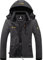 GEMYSE Damen Wasserdichte Berg-Skijacke Winddichte Skijacke Fleece Outdoor-Winterjacke mit Kapuze (Graphitgrau,M)
