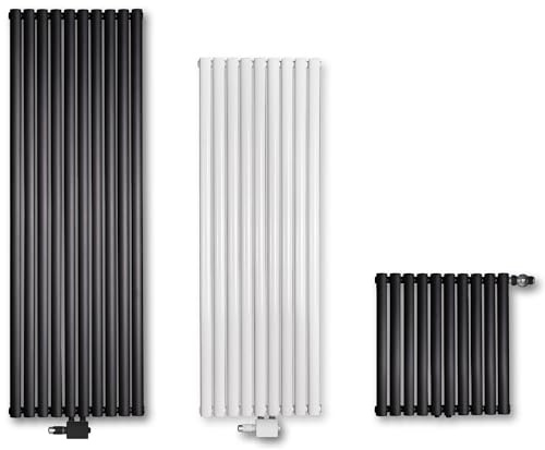 VILSTEIN Design Heizkörper Flach, Flachheizkörper, Paneelheizkörper, Wandheizkörper, Mittelanschluss & Seitenanschluss, Schwarz, Einlagig, 1180W, Vertikal, 180x60 cm