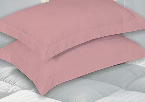 ZASH London Oxford Pillow Case Pair Luxury Decorative Soft Bedroom Pillowcases Plain Dyed Poly Cotton Pillow Covers (Baby Pink)