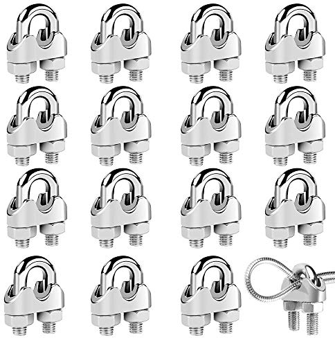 M4 Morsetti per Cavo Morsetti Serracavo Morsetto per Fune Metallica Fermacavo in acciaio inossidabile 304 a forma di U Serracavo acciaio per Cavo Tenda da Sole Stendibiancheria 20 pezzi