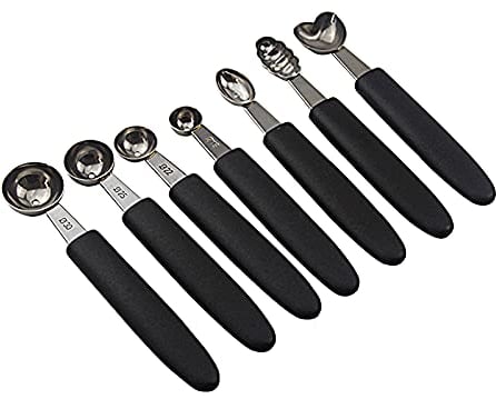 YLSZHYR Lot de 7 cuillères à melon en acier inoxydable pour couper et ramasser les fruits, les melons, les gâteaux, les gâteaux, les moules