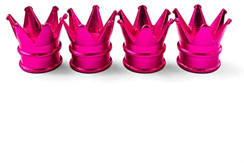 XZMALZYC 4 stücke Ankommen Bunte Aluminium Krone Auto Reifen Ventil STEM Caps Reifen Luftstaubkappen LKW Fahrrad Rad Auto Ventilkappe (Color : 4 pcs of pink)