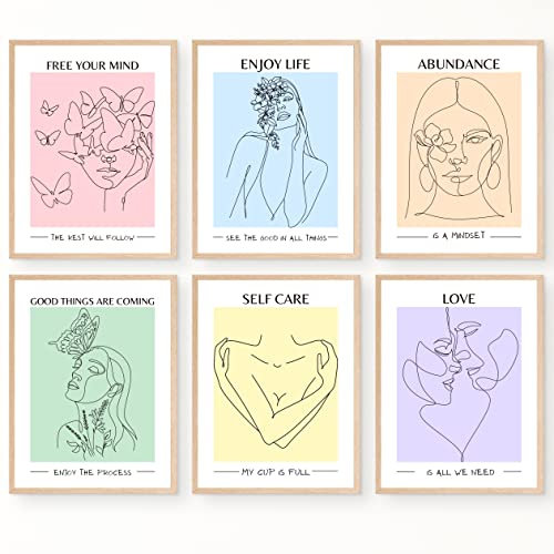 JUJU'S VIBES Pastellfarbene dänische Raumdekoration – ästhetische Wandkunst für Frauen, Teenager – Wandcollage-Bilder, Drucke, niedliche Poster Clean Girl für Schlafzimmer, Studentenwohnheim, Wohnung