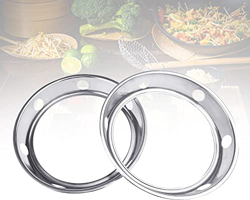 YAANBUNB 2 Pcs Wok Ring Holder for Gas Stove - Stainless Steel Round Bottom Wok Rack Support - 6.5 Inch and 8 Inch Reversible Size for Most Fry Pans