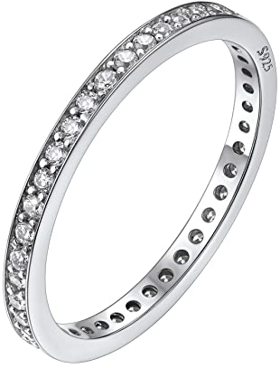 Bestyle Ringe für Damen Herren mit Zirconia Silber 925 Eternity Ring Engagement Ring Eheringe Trauringe Kristall Ring Größe 59