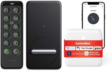 SwitchBot Wi-Fi Smart Lock with Keypad, Keyless Entry Lock for Front Door, Electronic Smart Deadbolt, Fits Your Existing Deadbolt in Minutes, Great for Airbnbs, Vacation Rentals and More