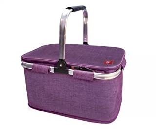 IRIS BARCELONA - Cesta Picnic Plegable, Termoinsulada y a Prueba de Fugas 43 x 24 x 28 cm 20 l Morado Jaspeado