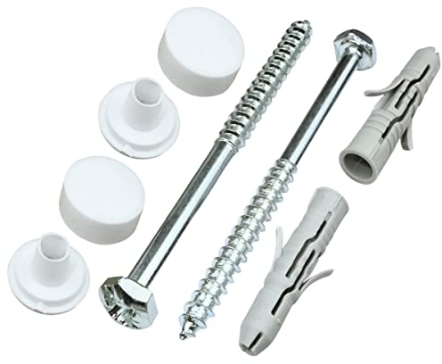 AERZETIX - C57833 - Kit di fissaggio per WC/bidet vite M6x80mm per fissaggio a terra - tassello Ø10x50mm in nylon - tirafondi a testa esagonale - per sanitari mattoni pieno cavo
