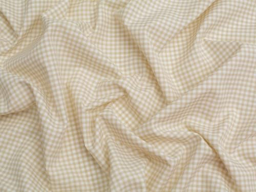 Minerva Core Tissu vichy Beige 0,3 cm Vendu au mètre