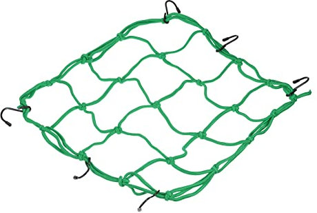 PATIKIL 12x12 Motorcycle Cargo Net, Luggage Debris Tie-Down Net Extendable Rubber Rope Cover with 6 Hooks for Travel Camping, Green