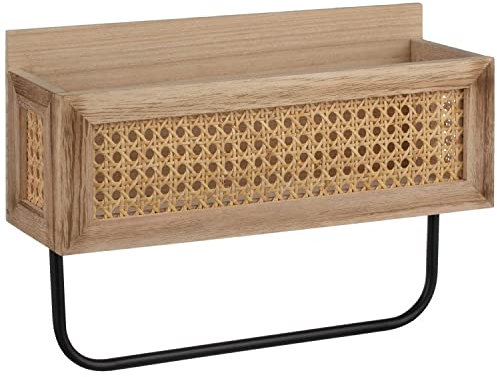 BargainsMania Cane Storage Shelf - Natural Wood - Storage Rack Kitchen Home Decorative - Living Room Bedroom Room Garden Eye-Catching For Walls