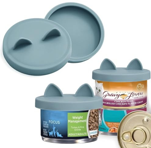 OHMO Couvercle Silicone Alimentaire, Couvercles Conserve en Silicone sans BPA de Petite Taille pour Aliments pour Chats et Chiens (70-85 g), Set de 2