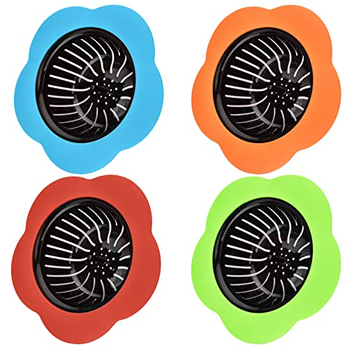 Lot de 4 filtres d'évier de cuisine de 11,4 cm de diamètre en silicone pour évier de cuisine