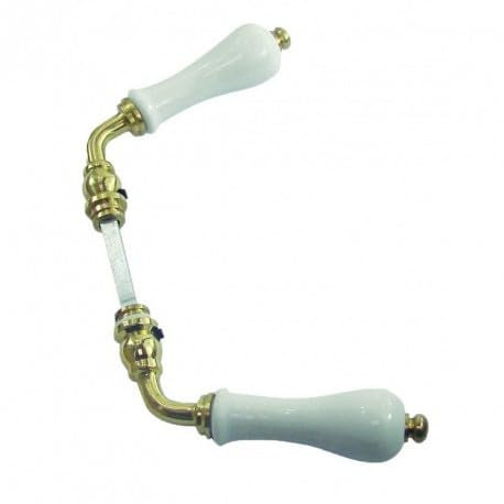 1001 POIGNEES Béquille double POIRE EA250157 Porcelaine LIMOGES blanc sur laiton poli