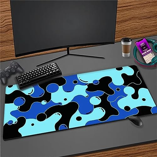 Tapis de Souris Gaming XXL Art Bleu, 1200x600mm Grand Tapis de Souris, Tapis de Souris Antidérapant Surface Spéciale Améliore Précision et Vitesse, pour Gamer Ordinateur PC