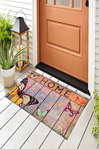 Strunt Durable Rectangular Butterfly Welcome Multicolor 19.7 x 31.5 Non-Slip Bath Doormat