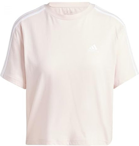 adidas Femme Essentials 3-Stripes Single Jersey Crop Top, Sandy Pink, L