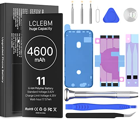 (4600mAh) Akku für iPhone 11, 2024 Neue aktualisierte hohe Kapazität Akku Ersatz für iPhone 11 Modell A2111,A2221,A2223 mit voller Satz Reparatur-Werkzeug-Kit