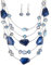 FULU AUTUMN Chunky Statement Kette Damen Mehrreihige Perlenkette und Ohrringe Modeschmuck Set für Frauen Mama Frau Oma Muttertags Geschenk(3-Blue)