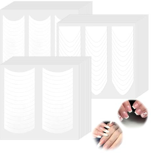 40 Blatt French Nails Schablone, selbstklebende French-Tip-Nagelführungen V-förmige Nagelaufkleber Maniküre-Streifenaufkleber Kantenhilfsaufkleber für DIY-Schablonenwerkzeuge