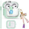 Funda transparente para AirPods 3 Gen 2021, funda de bloqueo seguro con interruptor automático a presión para Apple Airpod de 3ª generación con correa de muñeca de silicona, bonito colgante de