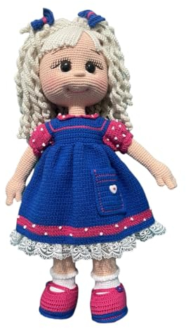 GÜLS Stoffpuppe, Kuscheln, Plüsch, Puppe Selina, Handarbeit, Geburstag, Geschenk, für Mädchen und Frauen 50 cm lang Amigurumi Handmade