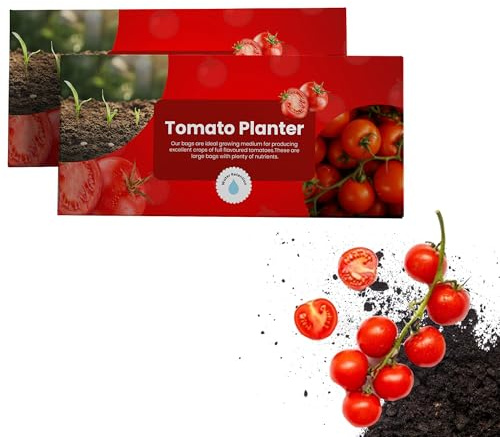 Pluto Packaging 56 Litres Tomato Planter Enriched Grow Bags With Nutrient Improved Water Retention Flavoursome Tomatoes (56 Litres (1 Bag))