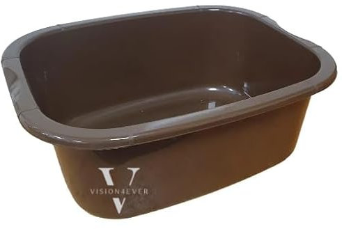 Vision4ever 1x Brown 11 litres Washing Up Bowl Rectangular Plastic Multi-Purpose Basin Mixing Sink Portable Wash Basin