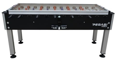 Pegasi Fußballtisch Forza XL - Glasplatte - Kickertisch - Fussballtisch - Indoor Tischkicker- Fußball Tischspiel - Fussballtisch Erwachsene - Foosball Table - Schwarz