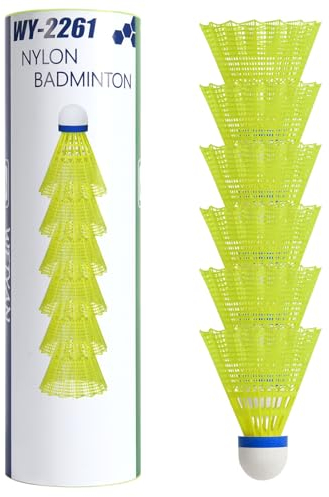 flintronic Badmintonbälle, 6 Pcs Nylon Federbälle, Badminton Bälle mit Hoher Stabilität und Haltbarkeit, Fachmann Federbälle für Indoor und Outdoor Training, Freizeit, Sport (Gelb)