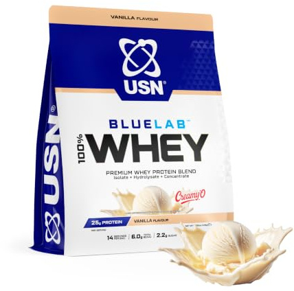 USN BlueLab Whey Protein Powder I Vanilla I 476g - 14 Servings | 25g Isolate Blend | 131kcal | 6.0g BCAAs | Soy-Free | Low Carb & Fat | Easy Digestion | Post-Workout | Lean Muscle Growth