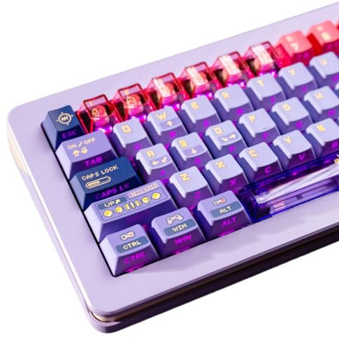 REDQIN PBT+ - Set di copritasti per tastiera meccanica in policarbonato trasparente + 5 tasti laterali Dye-Sub con profilo Cherry per tastiera meccanica (set da 130 tasti stampati lateralmente, senza
