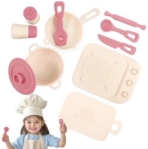 TYRY.HU Kinderküche Zubehör Silikon Set Spielküche Zubehör Spielzeug Kochgeschirr Topf Pfanne Set Pädagogische Geschenk Spielzeug für Kinder Kochutensil Gemüse Spielzeug