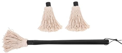 SHOWERORO Ensemble De Brosses À Barbecue Brosses À Huile Pour Barbecue Balai À Badigeonner En Coton Manche En Bois Pour Rôtir Au Barbecue