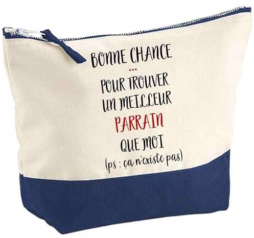 Planetee Pochette Parrain ça n'existe Pas - Idée Cadeau pour Collègue Travail Retraite Trousse Grand Format Maquillage Toilette
